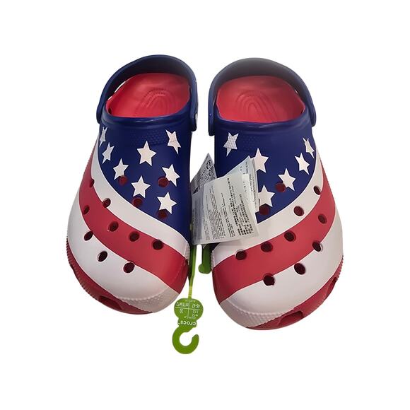 Crocs Clog USA Flag Red White Blue Patriotic Mens Size 12 SummerSlip On Sandals main image 4